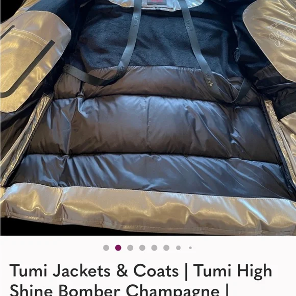TUMI Champagne Shine Winter Jacket. Lots of functionality to this jacket. NWOT - Picture 5 of 7